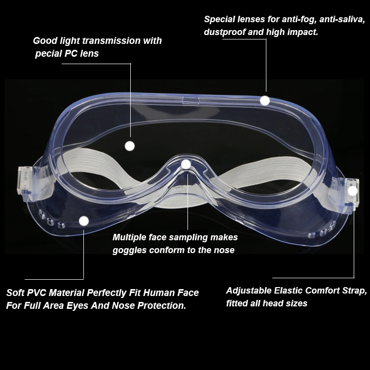 En166 Certificated Safety Protective Glasses Eye Protection Medical Anti-Virus Goggles