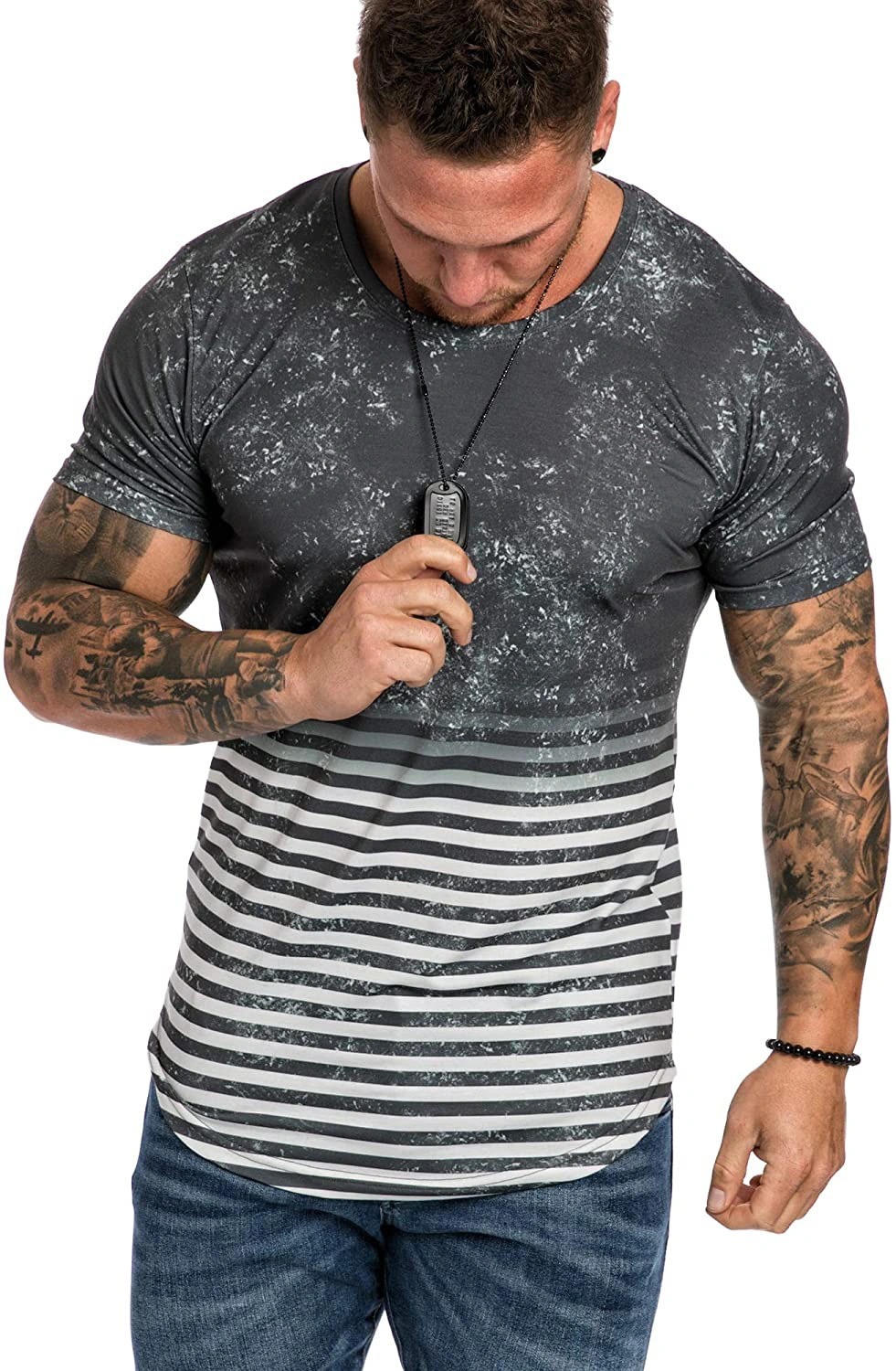 Men's T-Shirt Gradient Casual Short Sleeve Summer Sport Clothes