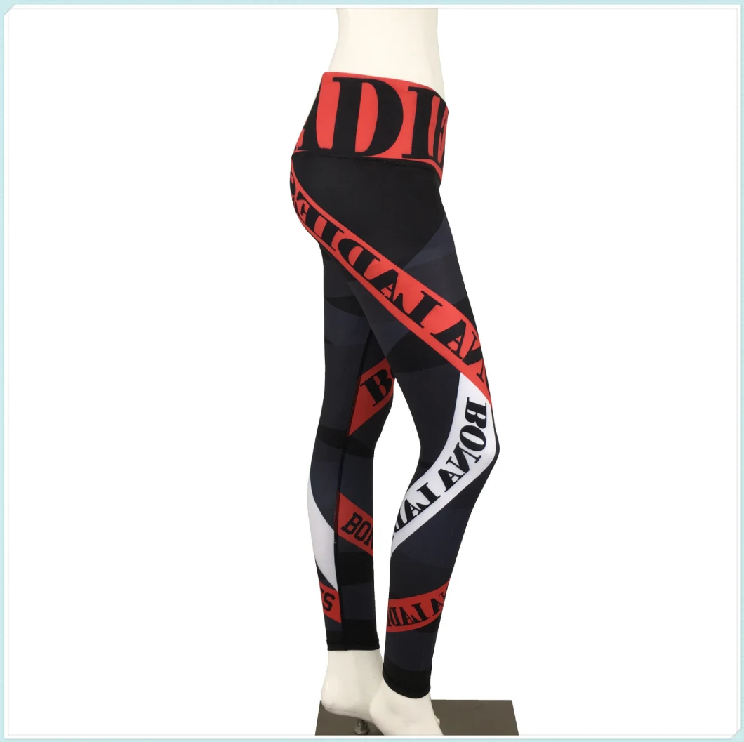 Yoga Pants Women Sexy Red Striped Letter Printing Gym Sport Leggings Tight Fitness Athletic Leggings Sportswear