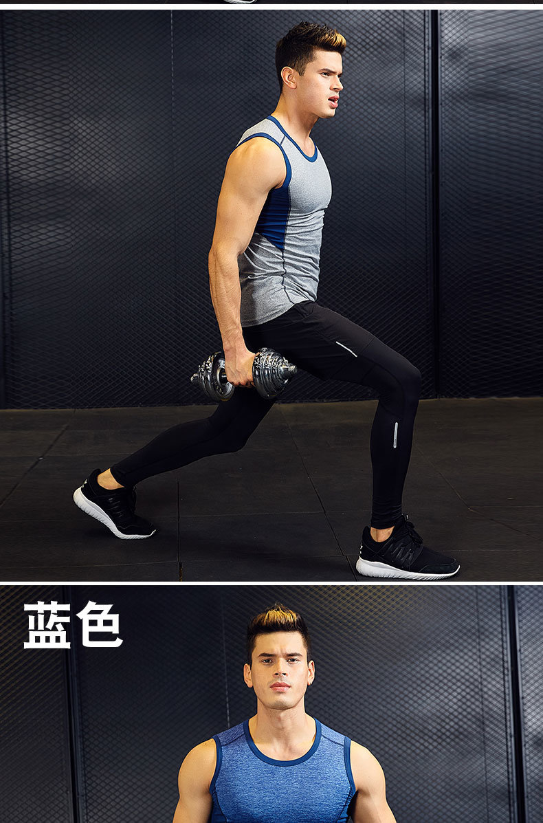 Workout Clothes Men's Suit Three-Piece Quick-Drying Tights Training Suit Running Sports Gym Spring and Summer