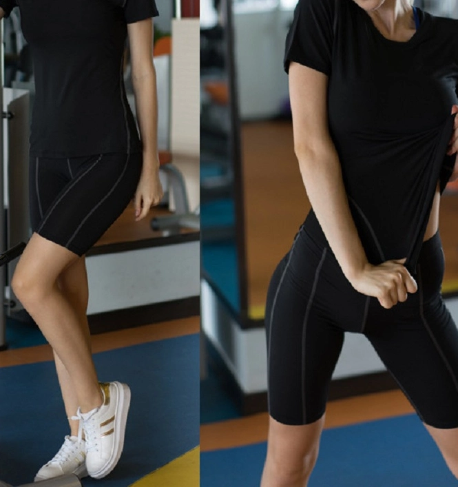Sports Shirts Women's Compression Gym Shirts Slim Fitness Clothing Running Yoga Shirts Compression Tight Short Sleeve Top Esg14453
