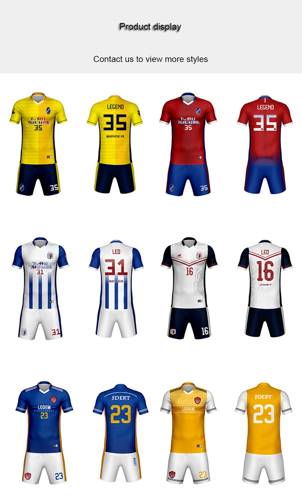 Wholesale Hot Sale Football Sports Jersey Wear Quick Dry Football Uniforms Cheap Plain Set Soccer Jersey