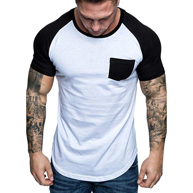 Wholesale High Street T-Shirts Oversize Cotton Grey Printing Pocket T-Shirts in Different Color