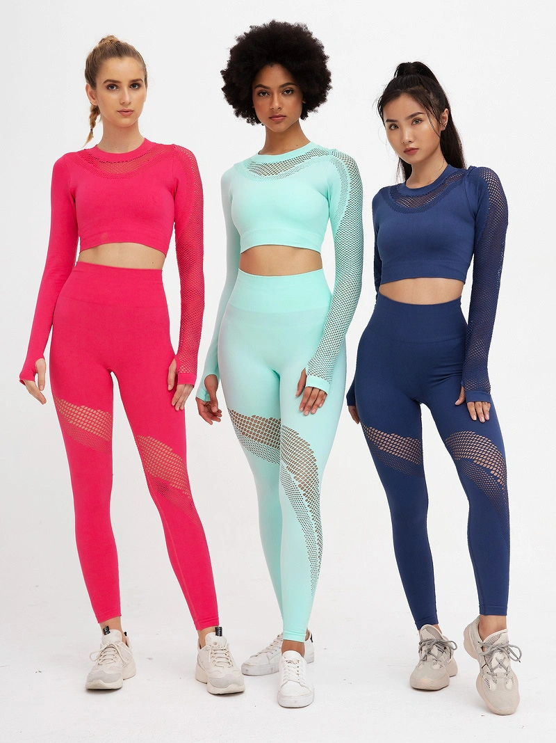 Hot Selling Breathable Mesh Long Fitness Set Yoga Women Yoga Pants Set, Gym Clothing Yoga Set Workout Clothes for Women