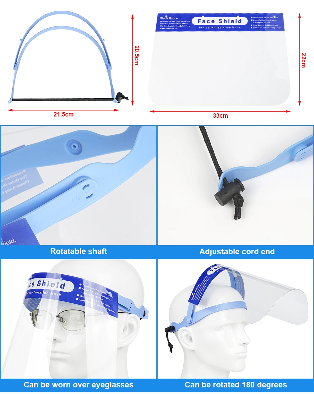 Grade Waterproof Anti Spatter Visor Face Shield Anti-Fog Transparent Mask Adjustable Dental Full Face Shield
