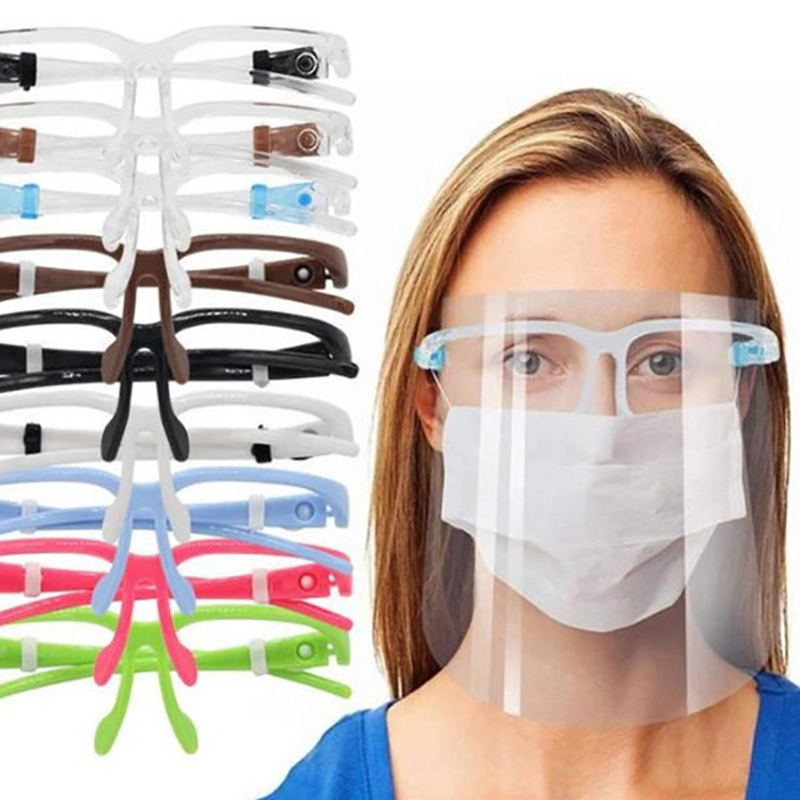 Anti Fog Droplets UV Protection Transparent Face Shield Eye Protective Glasses Visors with Frame for Adult