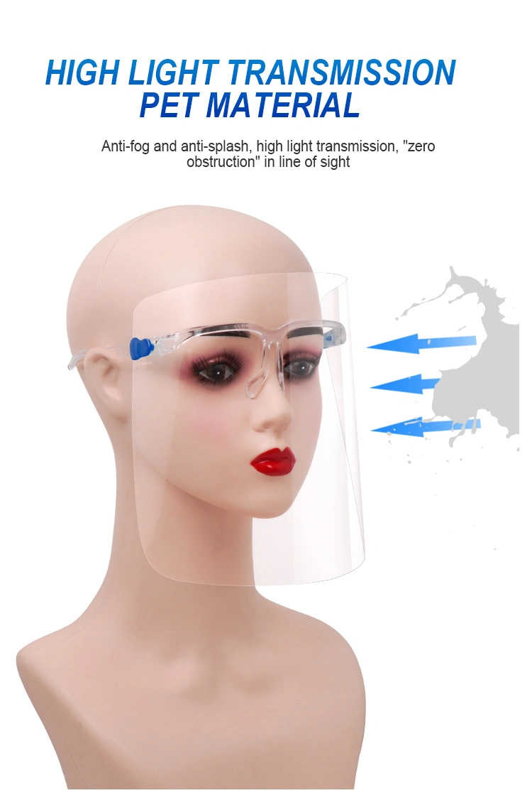 Transparent Disposable Anti Fog Pet HD Clear Plastic Protective Glasses Frame Face Shield