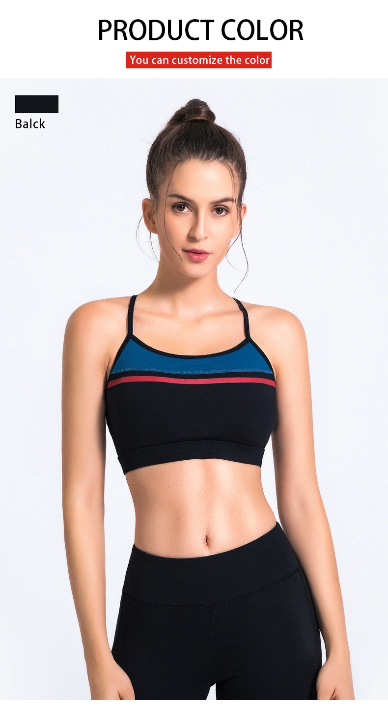 OEM Service Striped Strappy Wireless Fitness Workout Clothing Gym Clothes for Women Bra Sexy Sport Wear