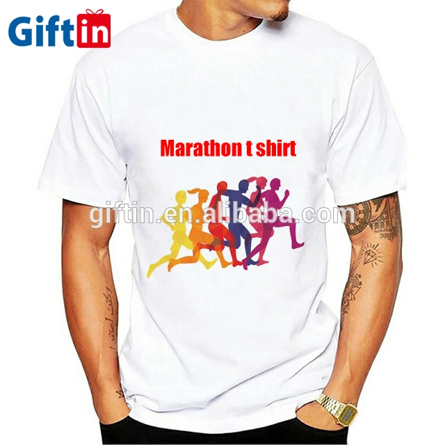 Men's Short-Sleeved Sublimation Printing Crew Neck T Shirt Run Wear Dry Fit Sports Marathon Running T Shirts