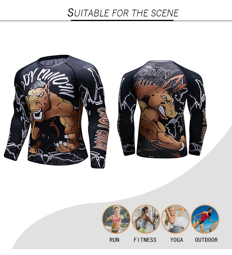 Custom Full Printing Long Sleeve Clothing Compression Bjj Rashguard MMA Shirts