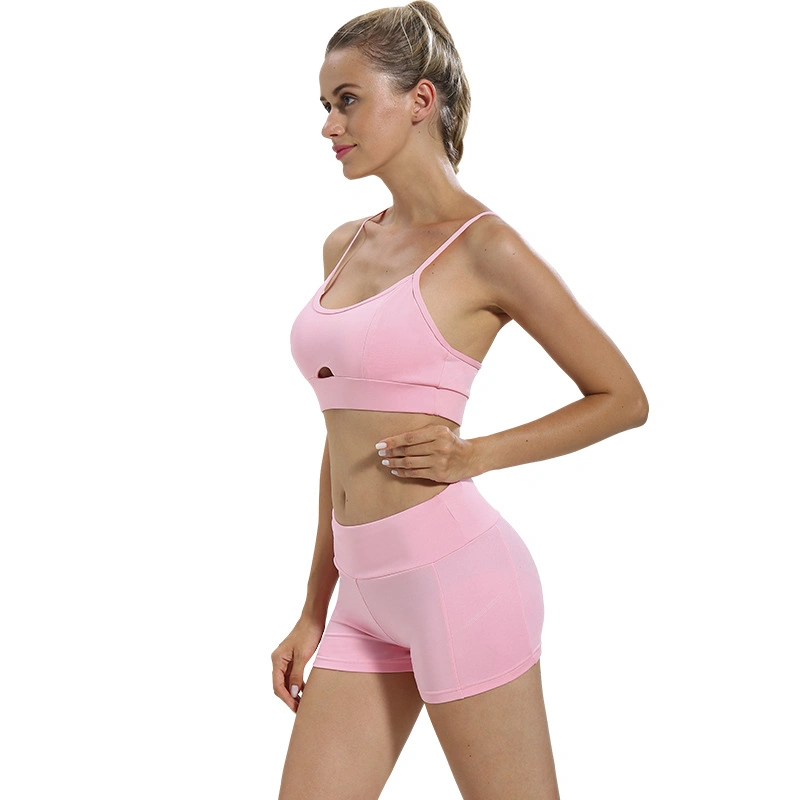 Drying Biker Shorts Tank Top Sports Suit Female Yoga Set Women Two Piece Workout Wear