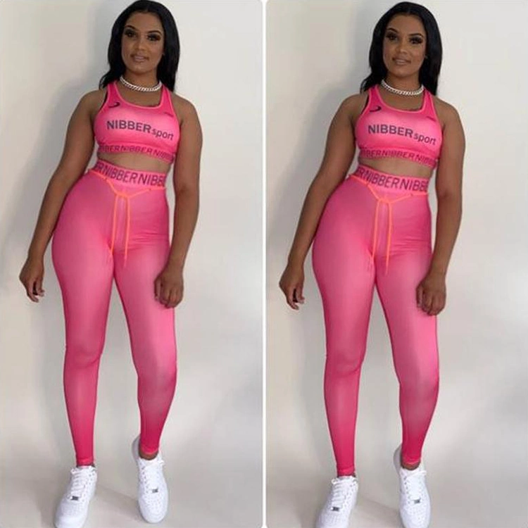 2021 New Yoga Suit Yoga Leggings and Crop Top Set Two Piece Nibber Outfits Printing Fitness Yoga Wear Womens Nibber Tracksuit