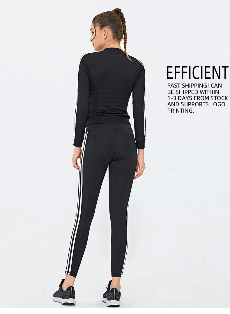 Wholesale Zipped Clothing Custom Logo Tracksuit Women Leggings Yoga Sets Top and Pant Suit Sport Running Wear Factory