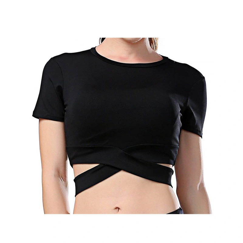 Fitness Ladies Gym Wear Clothing Women's Crop Top Compression Workout Athletic Short Sleeve Shirt