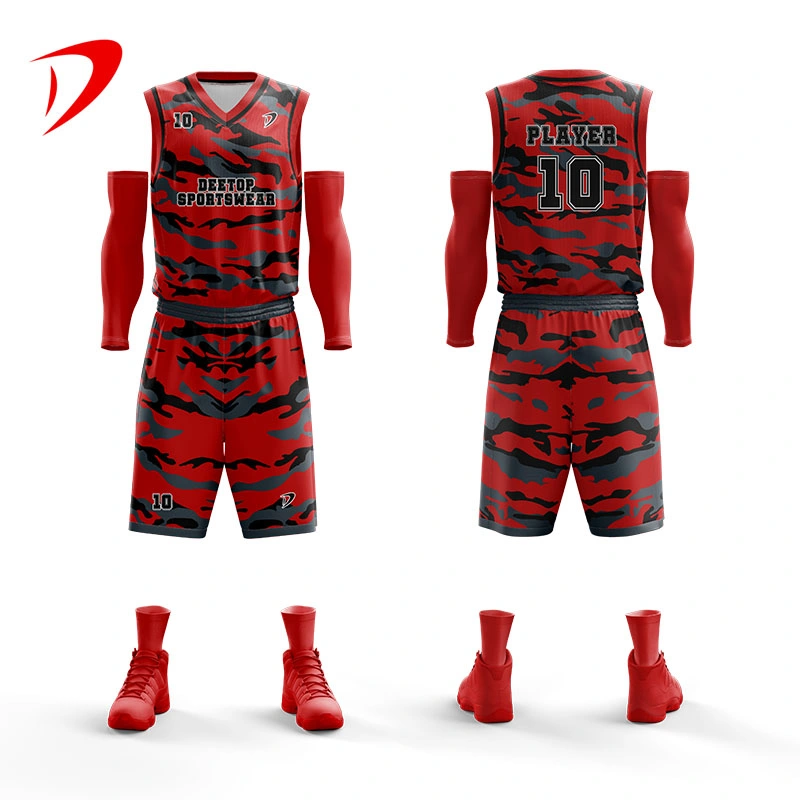Camouflage Pattern Sublimation Team Basketball Training Women Custom Basketball Uniform Fully Sublimation Customized Basketball Jersey Uniform Design Basketball