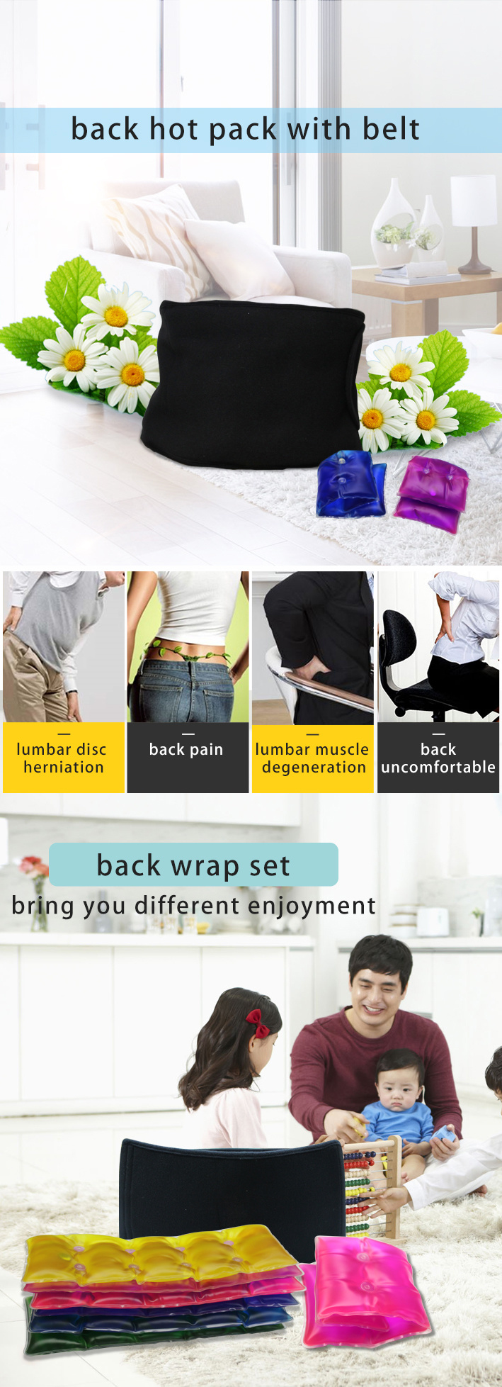 Portable Custom Reusable Back Support Physical Therapy Click Heat Pack