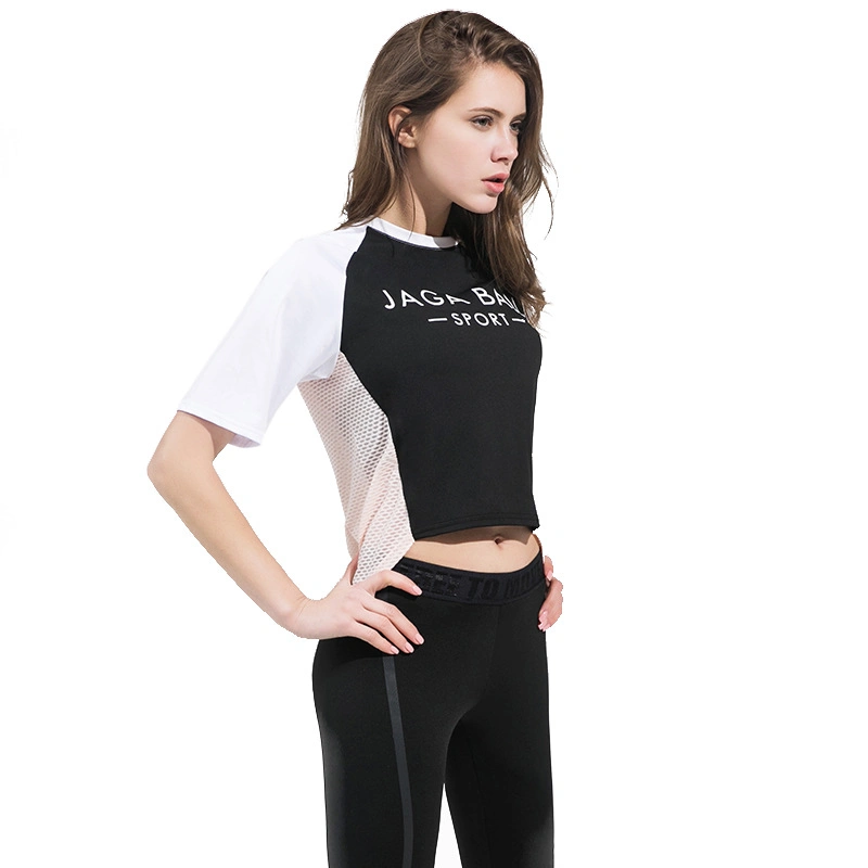 China Manufacturer Sports Wear Fitness Clothing Athletic Apparel Women Tshirt with Mesh Back