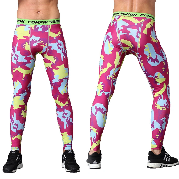 Quality Men's Camouflage Workout Exercise Gym Leggings Bodybuilding Tights S-3XL