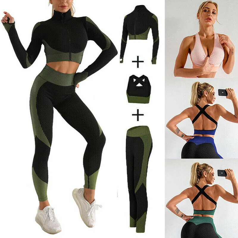 2021 Fitness Yoga Set Women Gym Sportswear Running Wear Sweat Suits