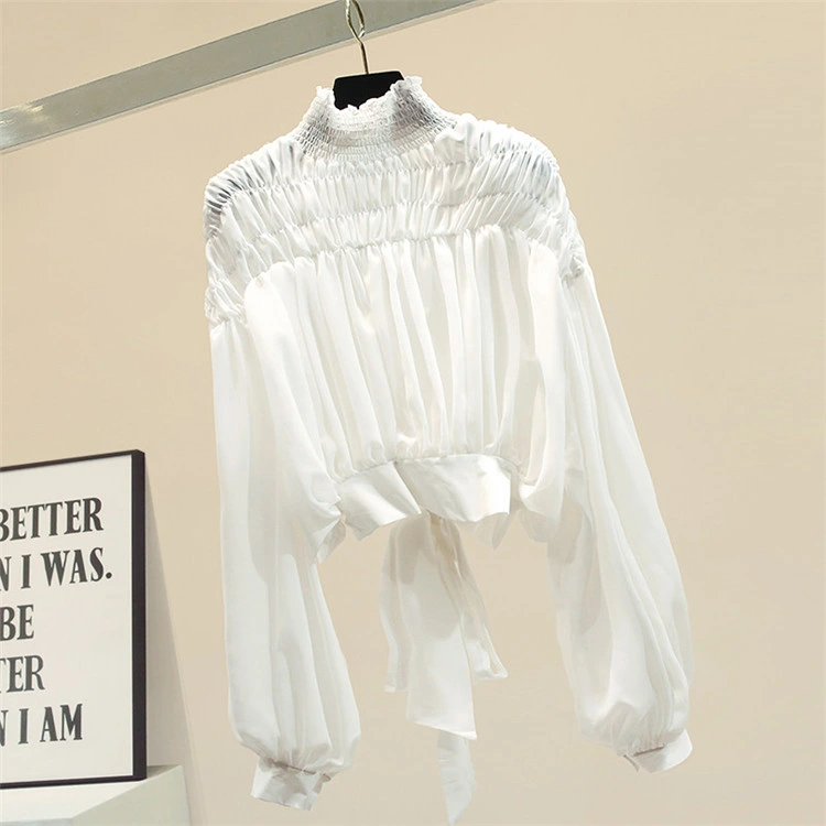 The Latest Design Oh Waist - Tight Chiffon Shirt White Shirt Long-Sleeved T-Shirt