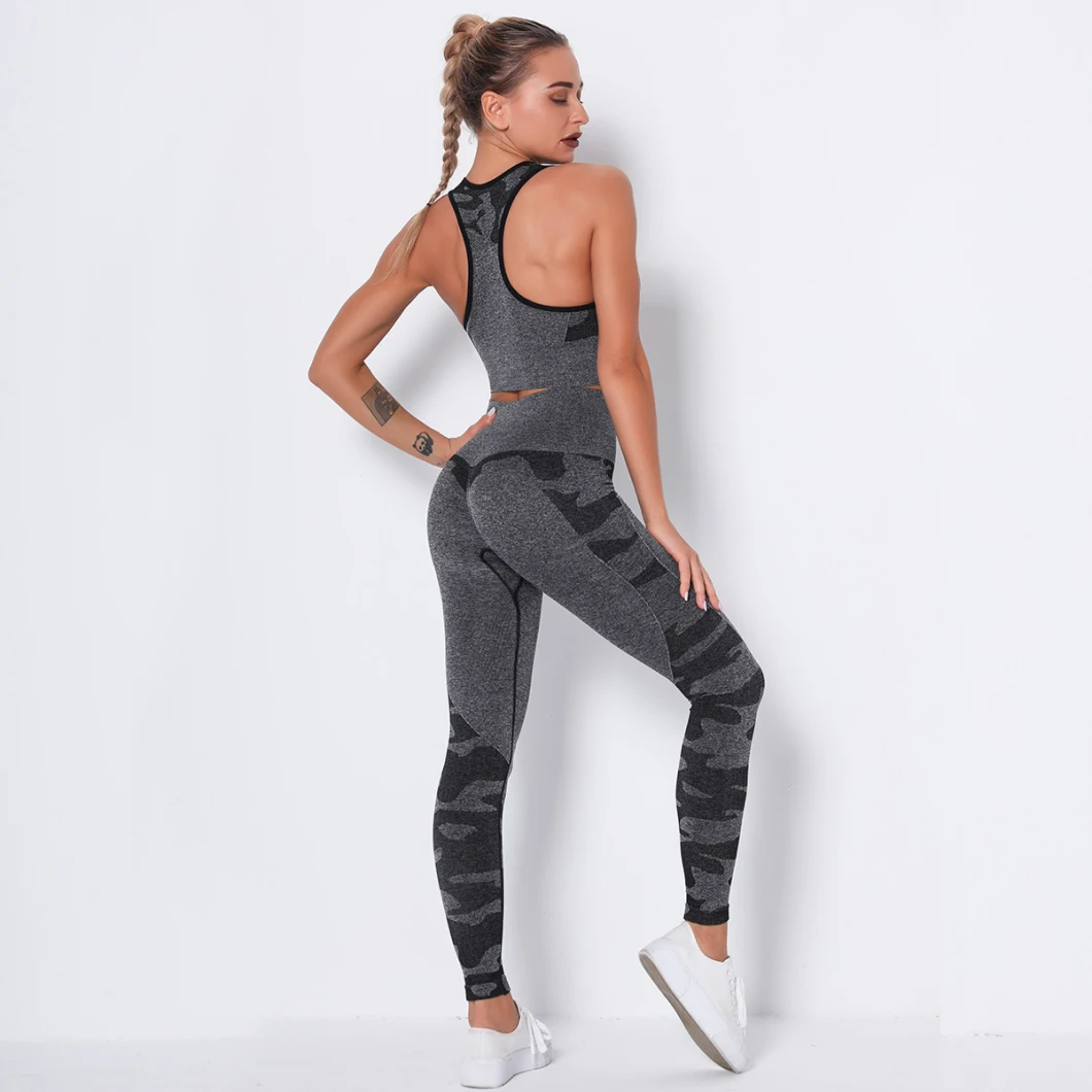 Women Seamless Bra and Leggings Sport Fitness Gym Camo Yoga Set Camouflage for Women