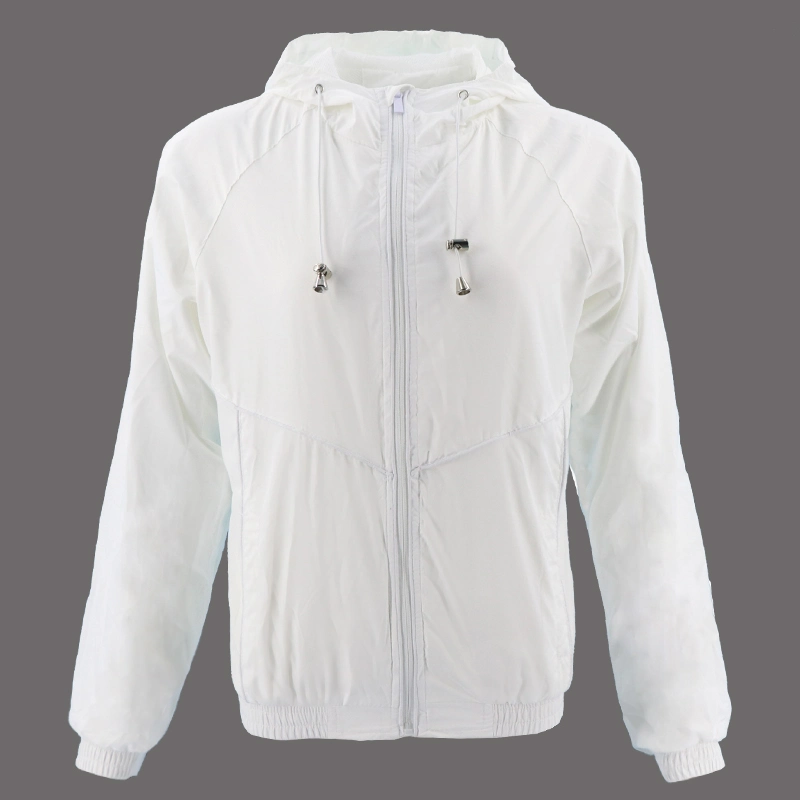 100% Blank Polyester Hoodie Custom Clothing Manufacturers Wholesale Activewear Sports Apparel Fashion Women Coat White Jacket