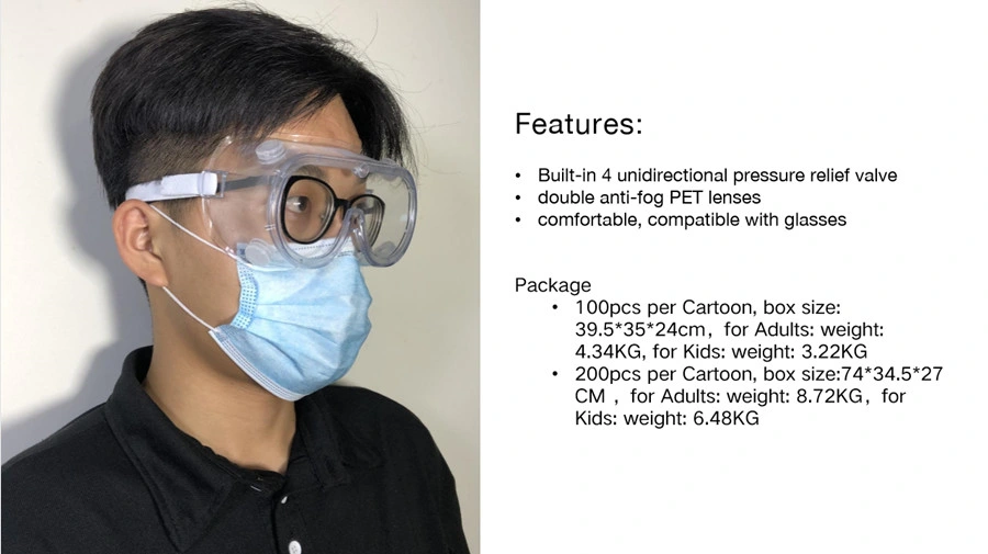 Clear Transparent Protective Glasses PVC Safety Protective Goggles