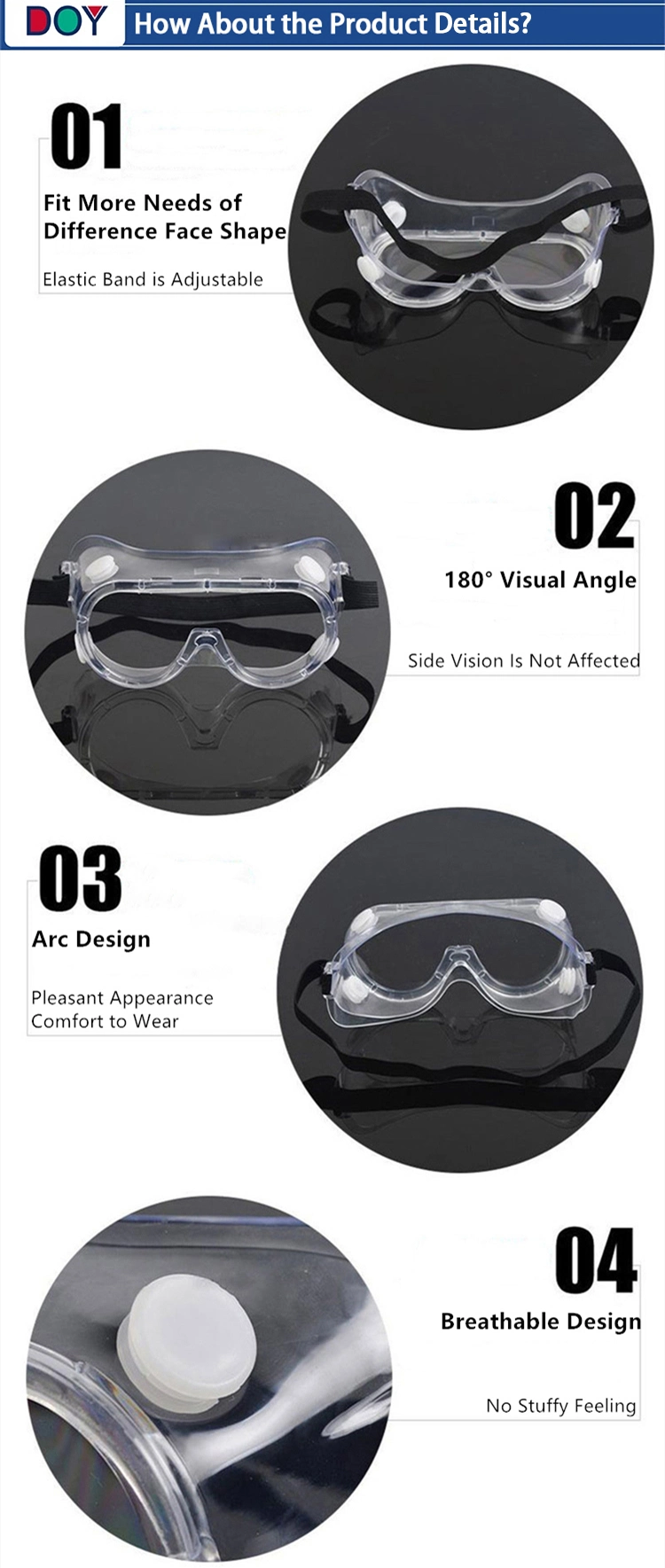 Wholesale Safety Goggles Anti-Fog Anti-Virus Protective Goggles with Elastic Band