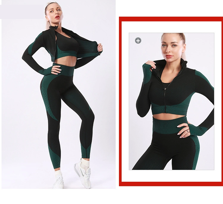 Yoga Clothing Suit Women Seamless Gym Wear High Waist Fitness Sportswear Two-Piece Suit