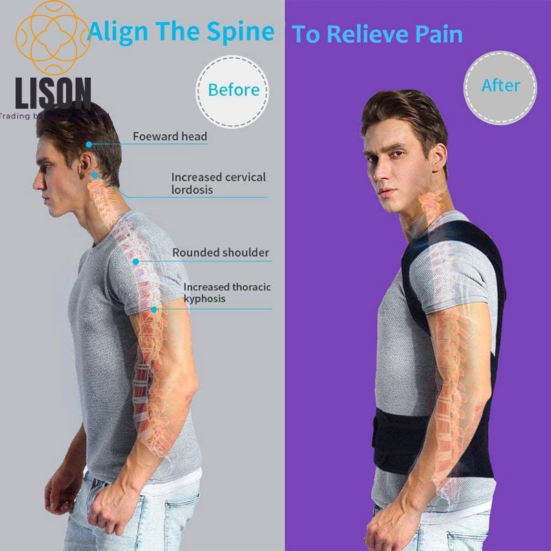 Unisex Adjustable Posture Corrector Back Support Shoulder Lumbar Brace Belt