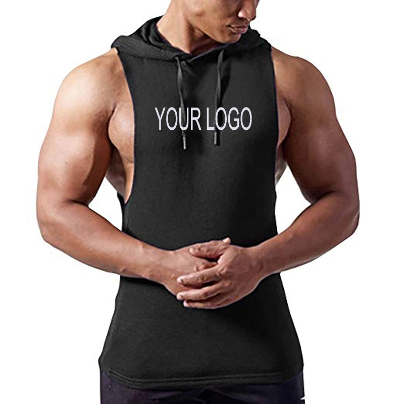 Bulk Wholesale Printing Blank Sleeveless Fitness Muscle Shirts Custom Plain Mens Stringer Gym Tank Top Hooded