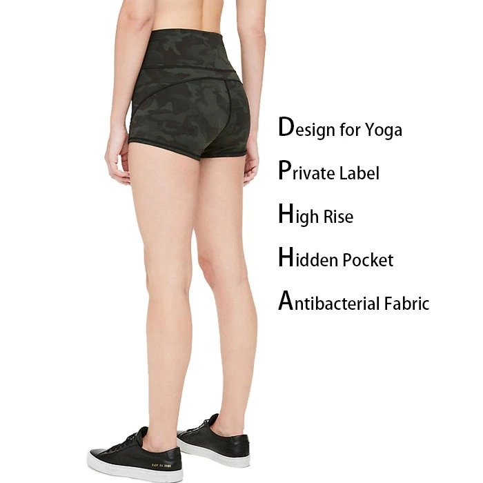 Hot Sale Streetwear Compression Army Camo Run Gym Shorts for Women