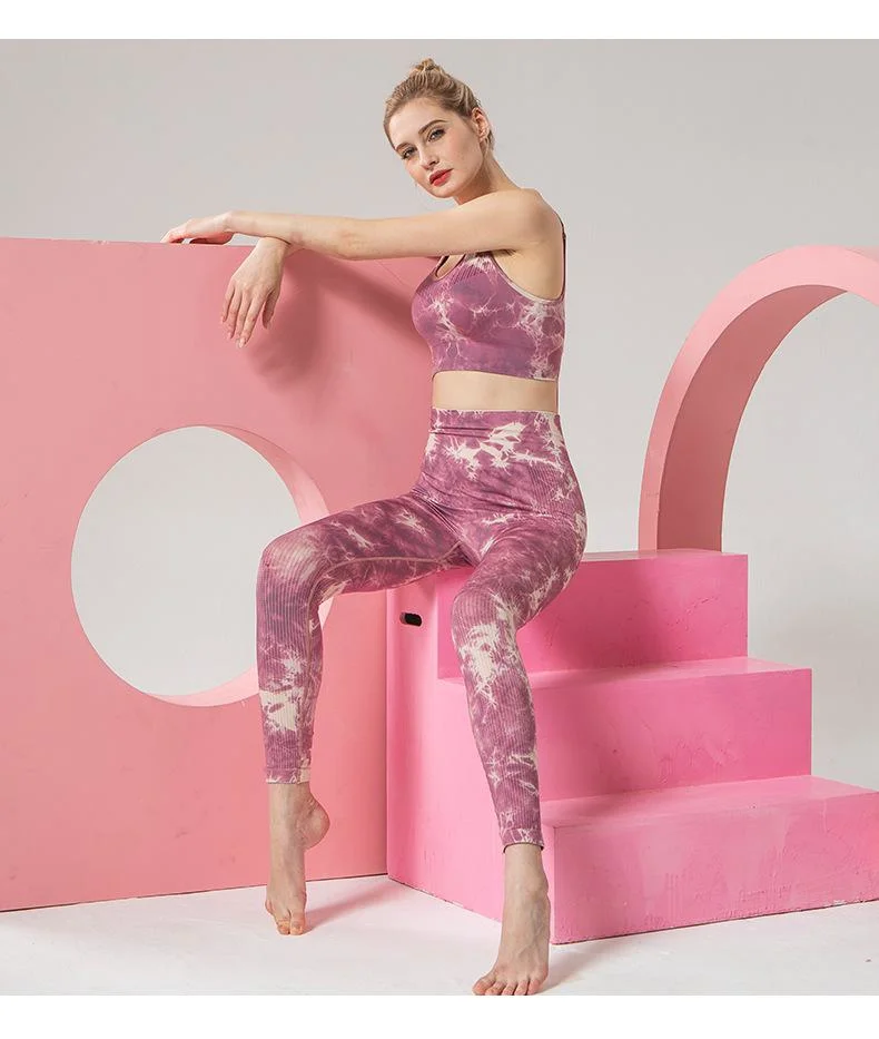 Yoga Clothes Women's Seamless Sportswear Print Yoga Pants Tie-Dye Yoga Suit