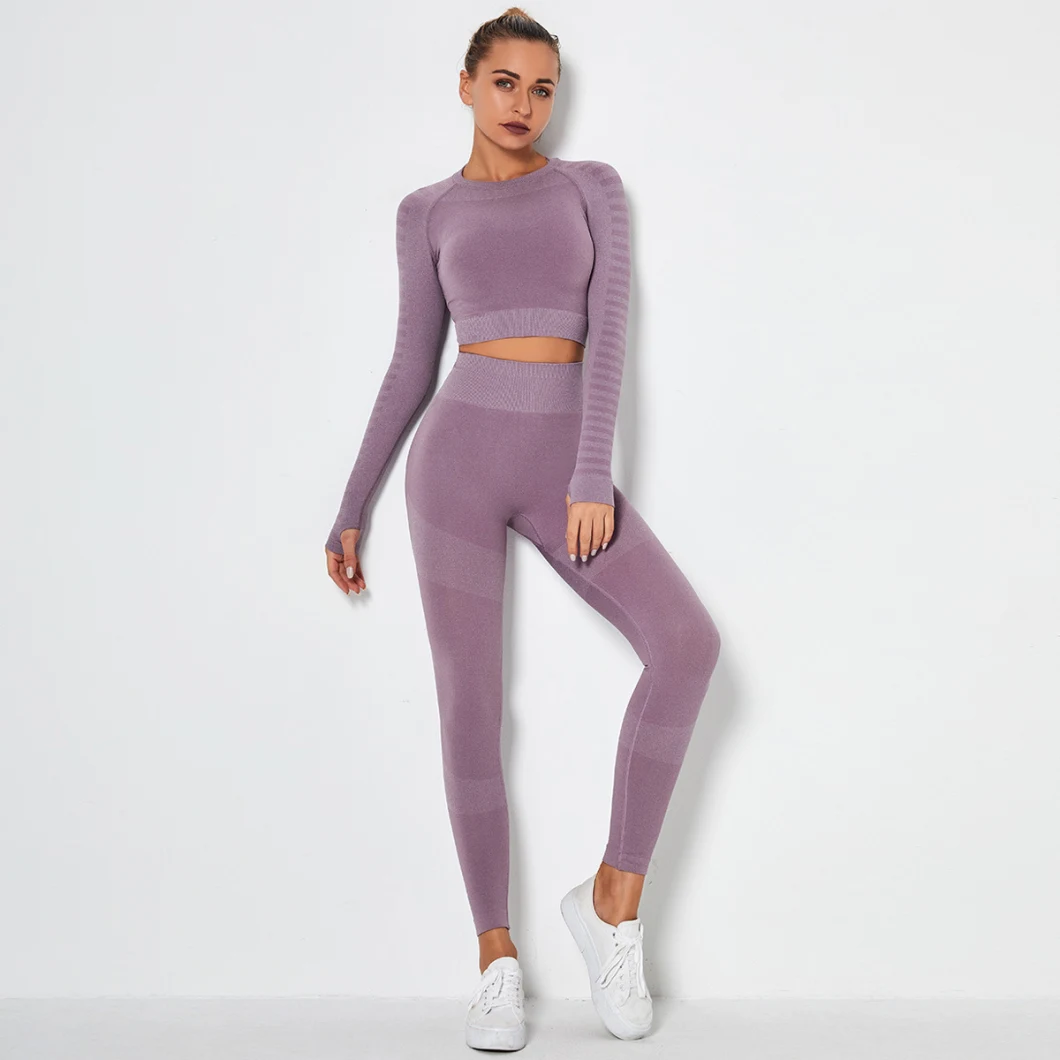Fall Clothing for Women Two Piece Set Long Sleeve Activewear Crop Top Leggings Sports Wear