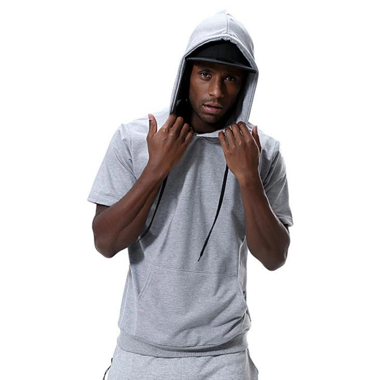 Men Hip Hop Street Style Hoodies Custom Blank Short Sleeve Hoodie