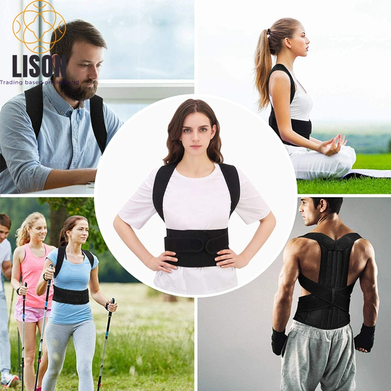 Unisex Adjustable Posture Corrector Back Support Shoulder Lumbar Brace Belt