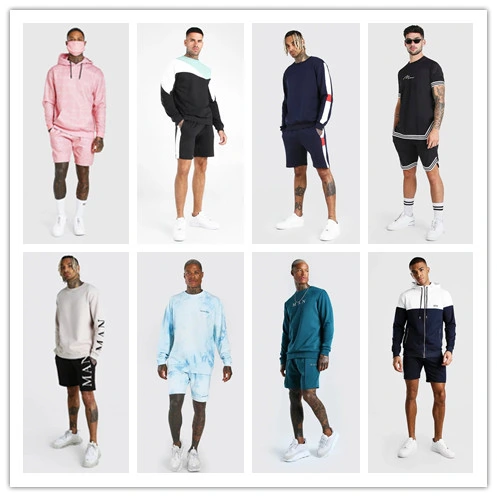 Wholesale Summer Cotton Shorts Sets Mens Two Piece Tracksuit Set Fashion Sweatsuit Short Set Men