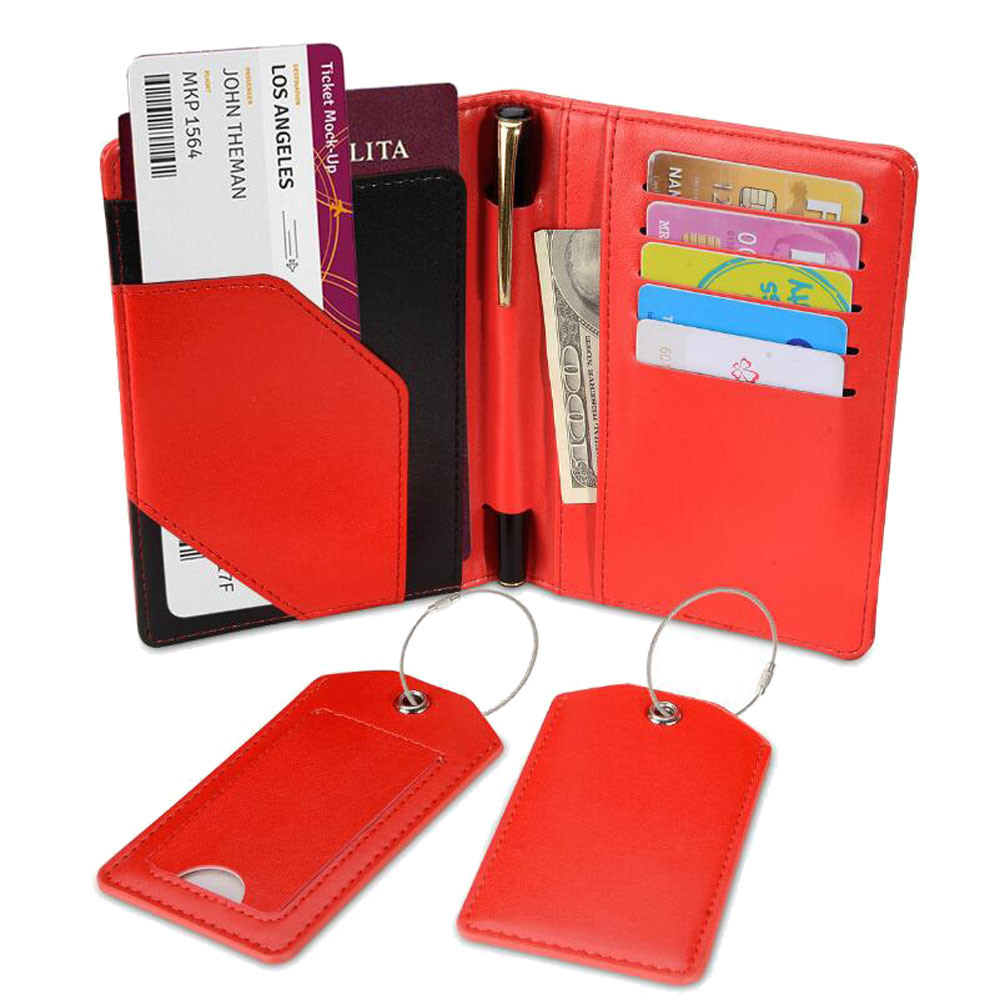 PU Leather Travel Wallet & Cover Passport Cover Set Passport Holder