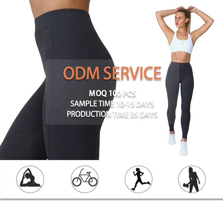 Custom High Waist Workout Tights Women Gym Wear Sports Yoga Pants Fitness Leggings with Phone Pockets