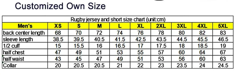 All Sublimation Outdoor Team Black and White Color Sports Fiji Cheap Rugby Football Wear