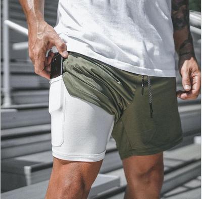 Men's Workout Running 2 in 1 Double - Deck Training Gym Shorts with Pockets
