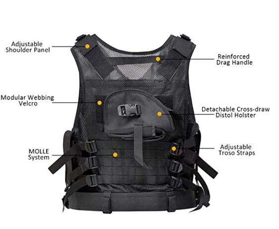Outdoor Lightweight Nylon Combat Training Modular Assault CS Military Tactical Vest with Detachable Belt