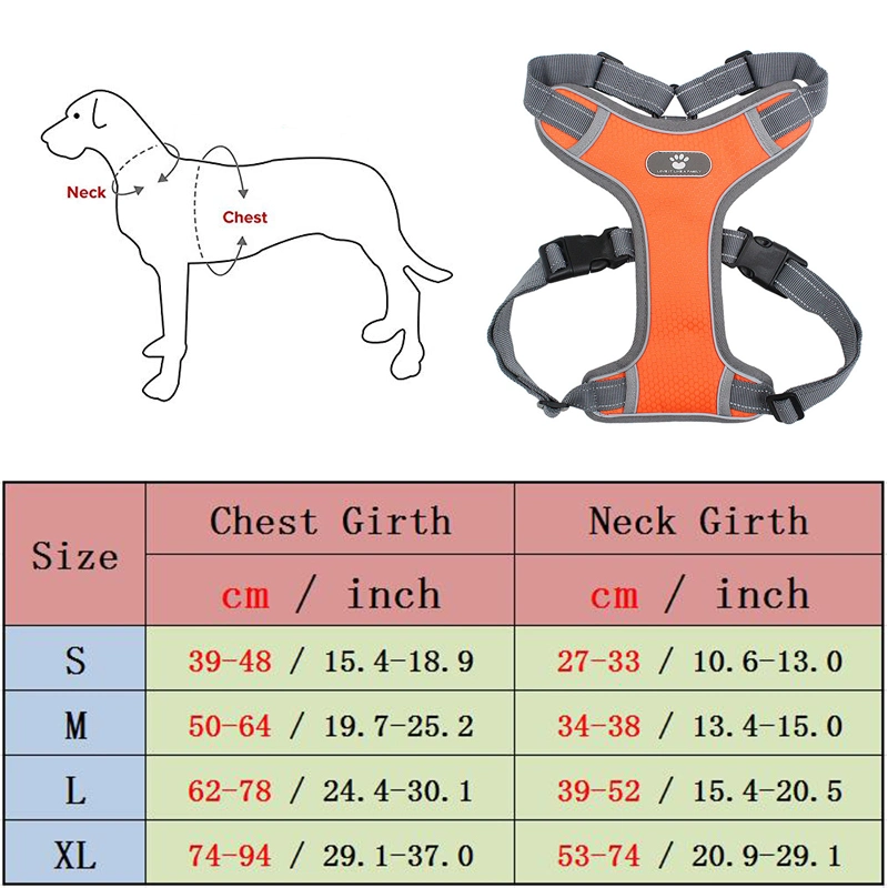 New Large Dog Vest Breathable Training Harness Adjustable Reflective Pet Harnesses