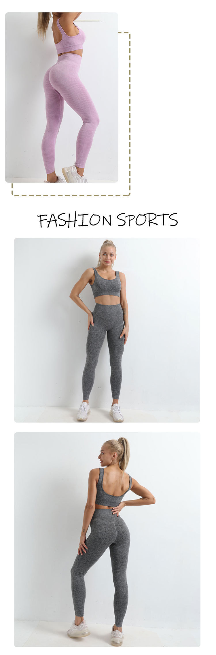 Fitness Clothing Nylon Seamless Sport Bra and Leggings Female Yoga Set 2PCS Suit Sportswear for Women