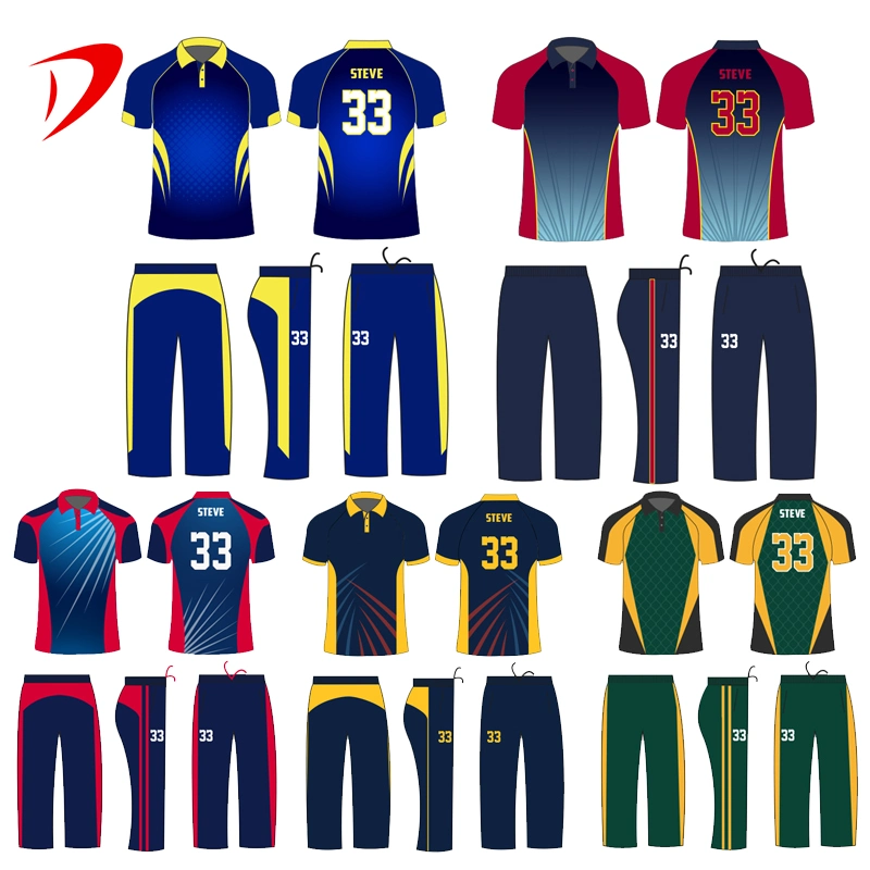 Deetop Custom Sublimation Team Wear Custom Sportswear Polyester Cricket Uniform Team Cricket Jersey