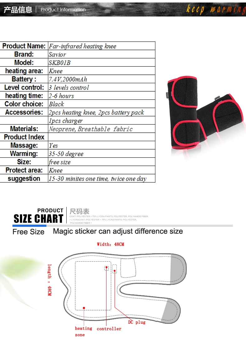 Savior Amazon Wholesale Heated Knee Guard Compression Knee Brace Support Knee Pad for Cycling