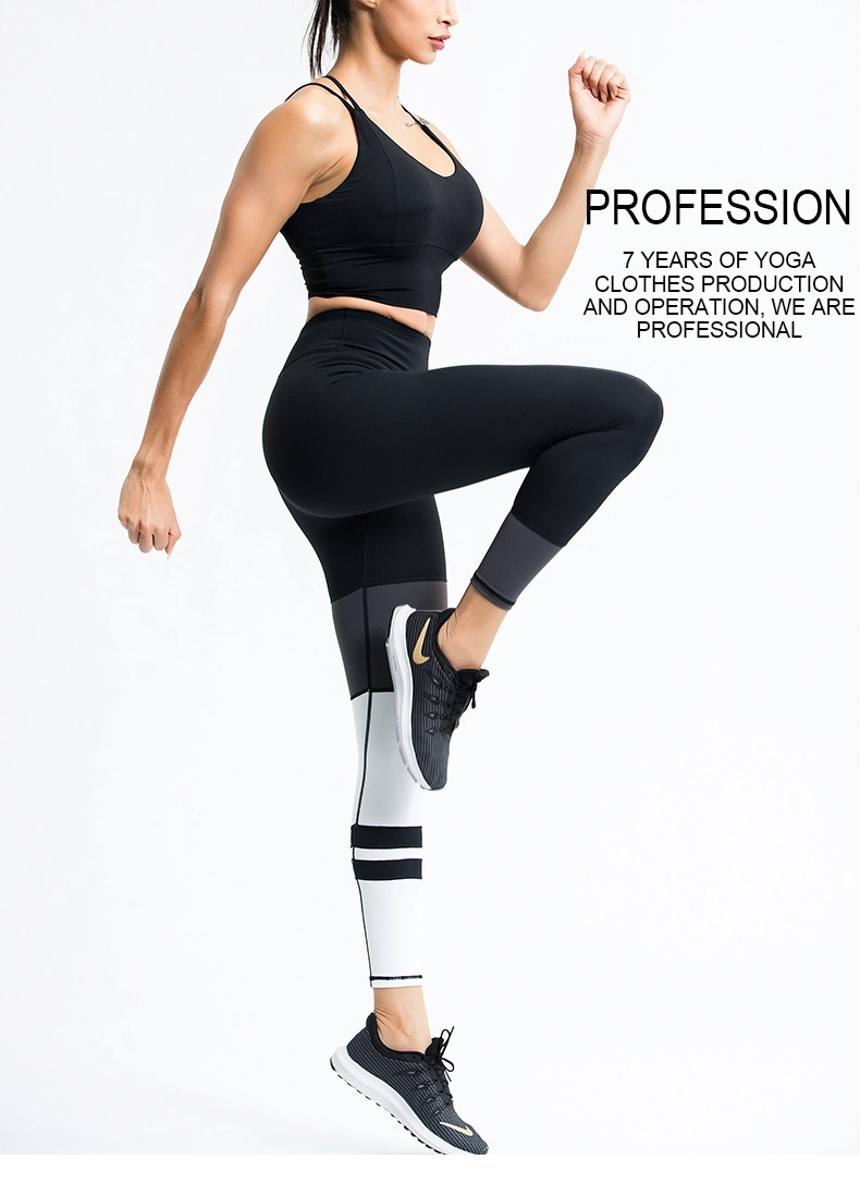 Gym Fitness Sport Wear Women Leggings Wholesale Yoga Pants Running High Waisted Striped Leggings for Women