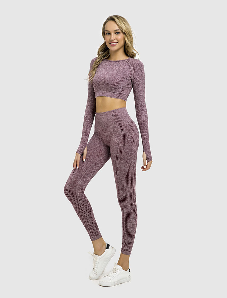 Two Piece Set Women Clothing 2020 Seamless Long Sleeve Yoga Sets Sport Clothes Women Exercise Workout Clothing
