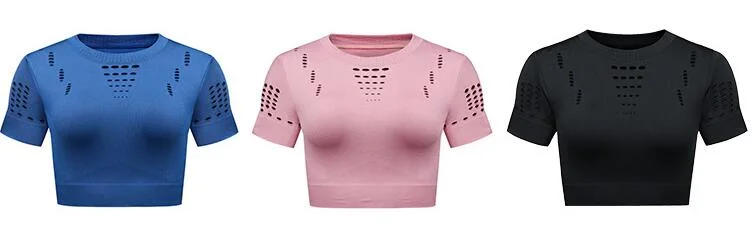 Wholesale Available T Shirt Gym Dry Fit Breathable Sports Fitness Shirt for Women