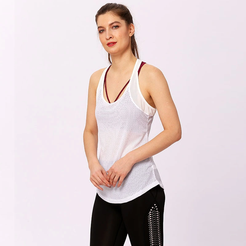 Workout Tank Tops Sleeveless Mesh Yoga Shirts Gym Fitness Activewear Sexy Junior Breathable Tank